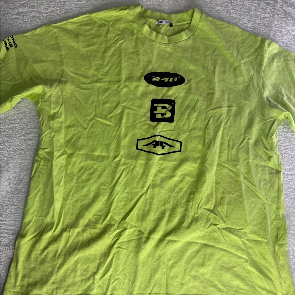 High-Visibility Neon Yellow Graphic Tee by Unknown Brand